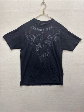Miami Ink large Black Graphic Short-Sleeve Men's Shirt - Winged Rose Design